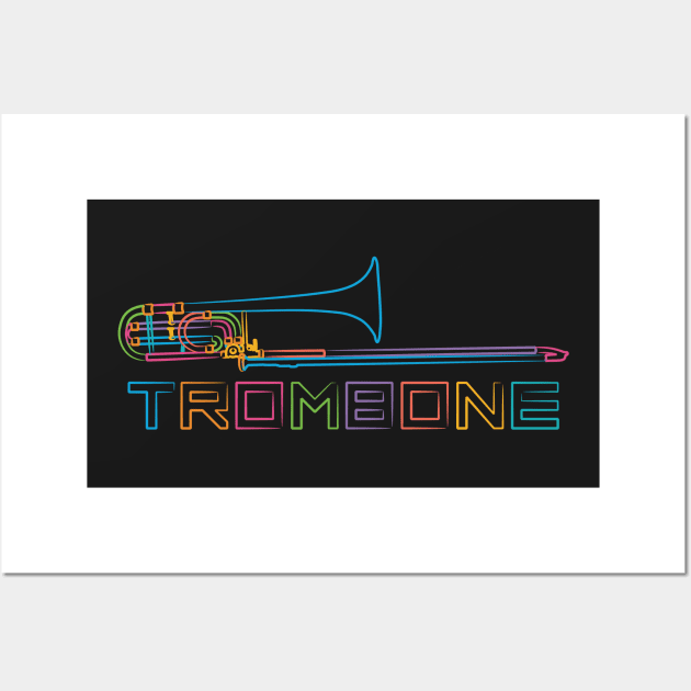 Rainbow Trombone Wall Art by evisionarts